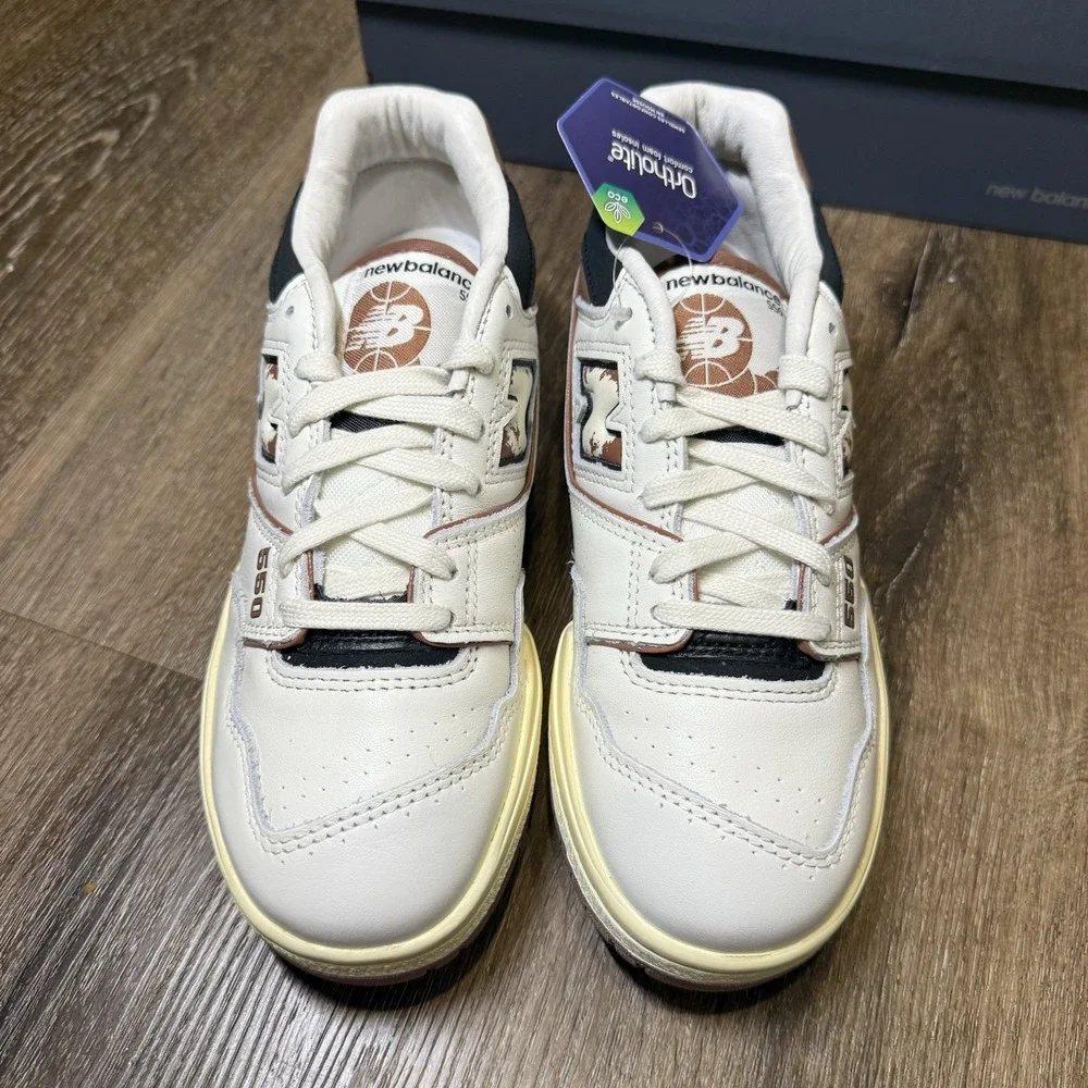New Balance 550 Shoes White‎ Brown Tan Womens 6 Men 4.5 Sneaker Casual BB550VGC